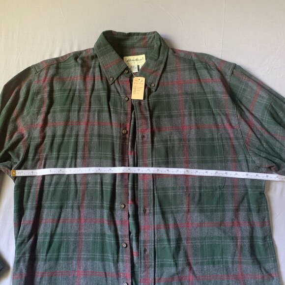 Eddie Bauer Button Up Shirt Men L Large Green Flannel Plaid Long Sleeve Collared - Picture 2 of 6